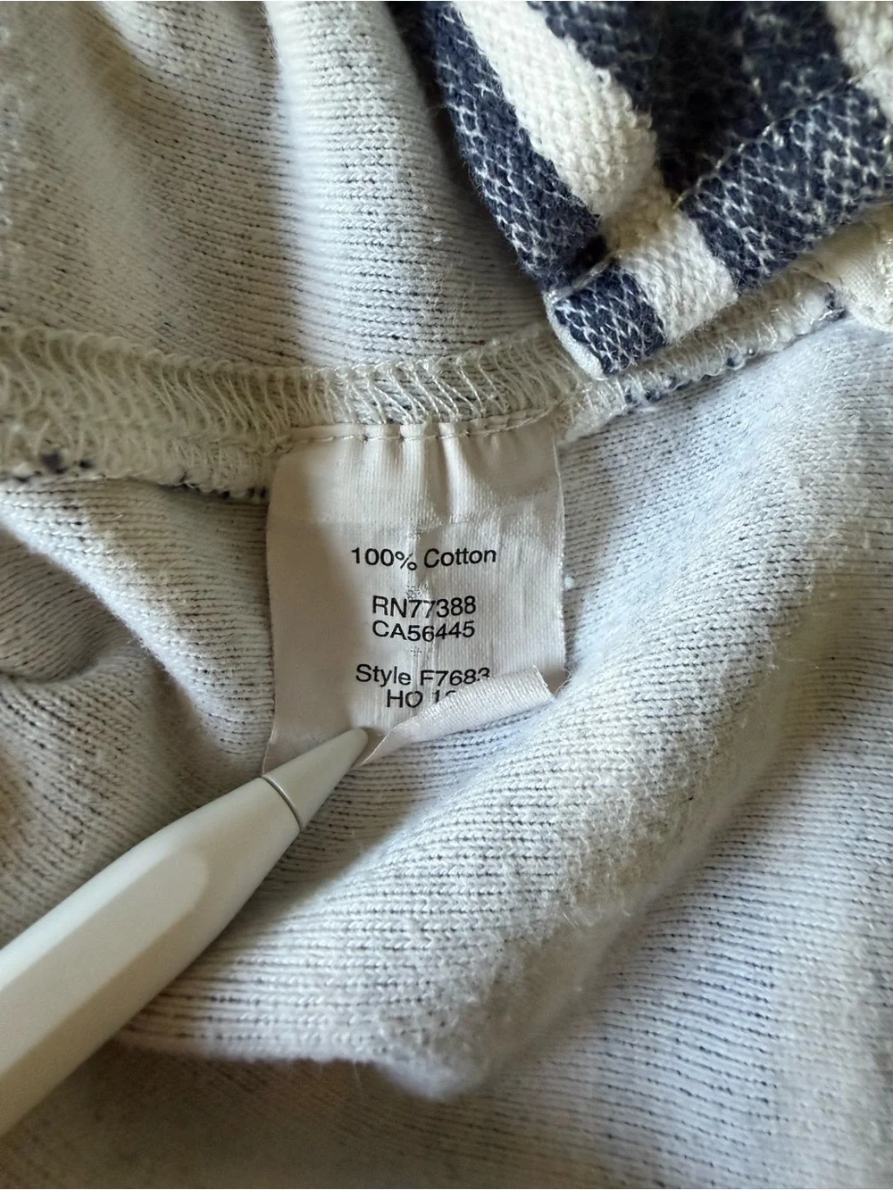J. Crew Navy and White Striped Hooded Pullover